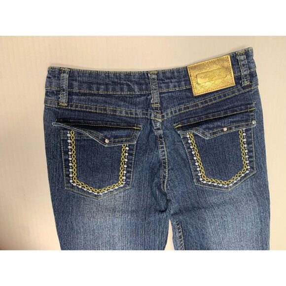 Miss Jeans Girls Size 14 Bling Flip Back Pockets Straight Leg Jeans - Picture 3 of 6